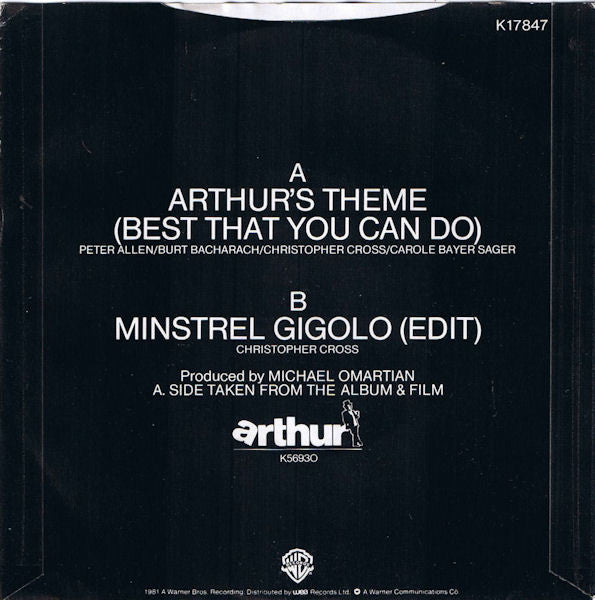 Christopher Cross : Arthur's Theme (Best That You Can Do) (7", Single, Pap)