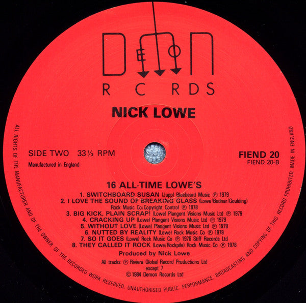 Nick Lowe : 16 All-Time Lowes (LP, Comp)