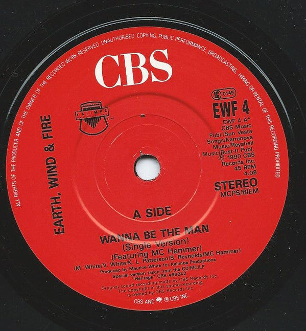 Earth, Wind & Fire Featuring MC Hammer : Wanna Be The Man (7")