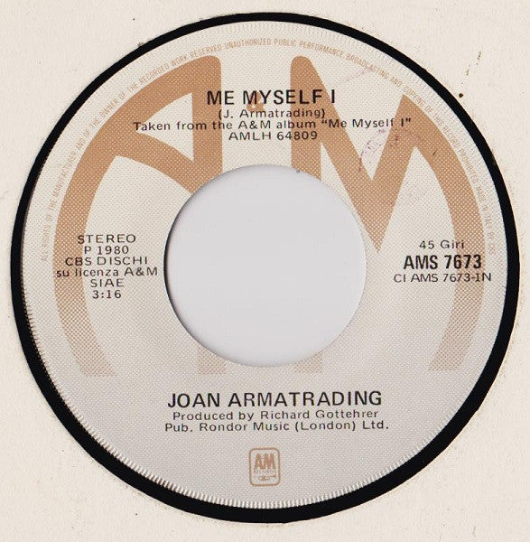 Joan Armatrading : Me Myself I / When You Kisses Me (7", Single)