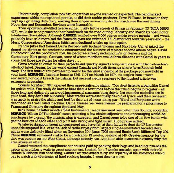 Camel : Mirage (CD, Album, RE, RM, RP)