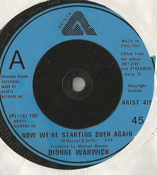 Dionne Warwick : Now We're Starting Over Again (7")