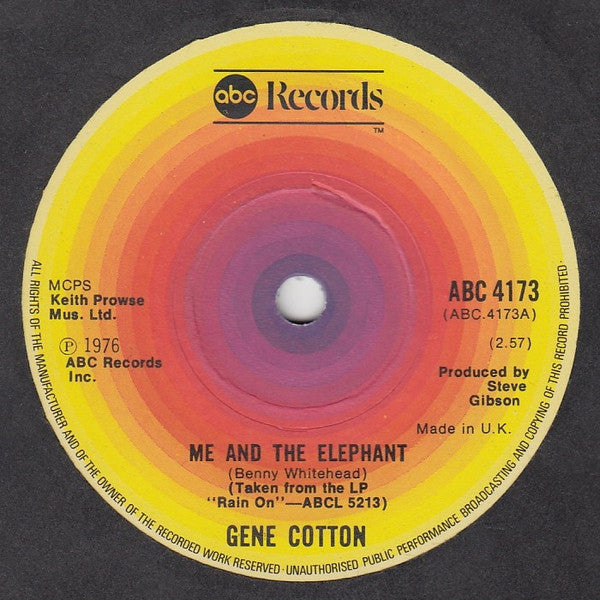 Gene Cotton : Me And The Elephant (7")