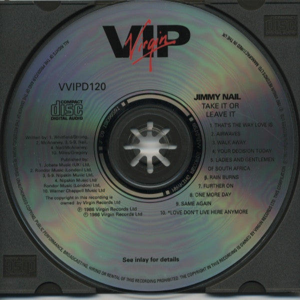 Jimmy Nail : Take It Or Leave It (CD, Album, RE)