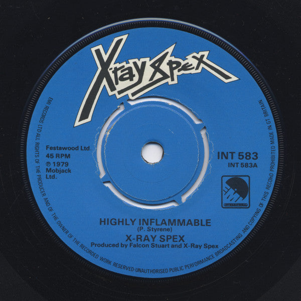 X-Ray Spex : Highly Inflammable c/w Warrior In Woolworths (7", Single)