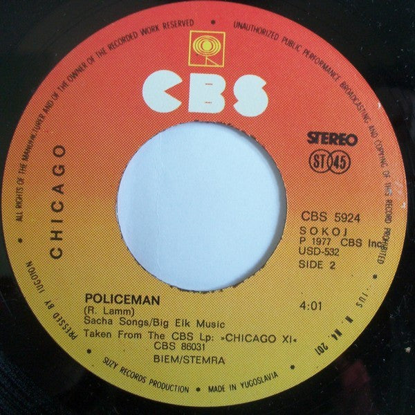 Chicago (2) : Take Me  Back To Chicago / Policeman (7", Single)