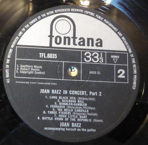 Joan Baez : Joan Baez In Concert Part 2 (LP, Mono)