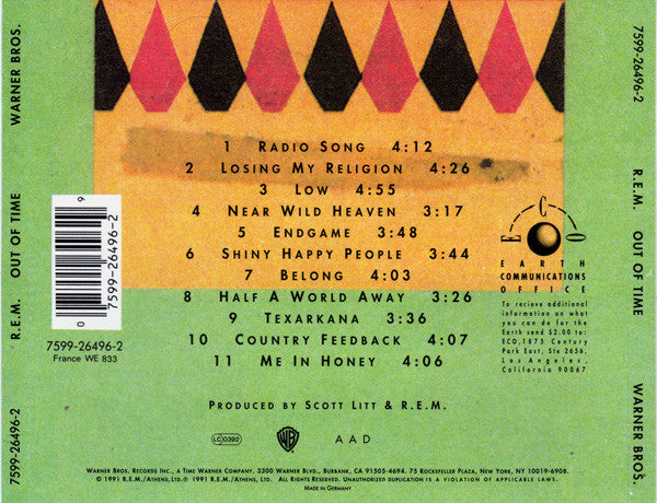 R.E.M. : Out Of Time (CD, Album, RP)