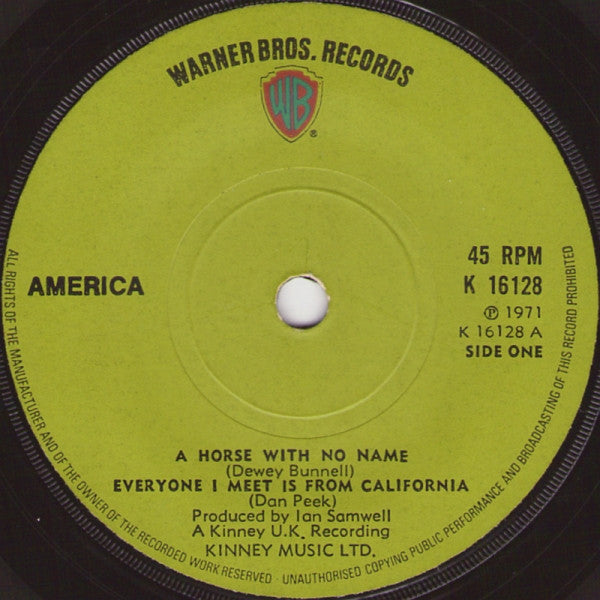 America (2) : Sandman / Everyone I Meet Is From California / A Horse With No Name (7", Sol)