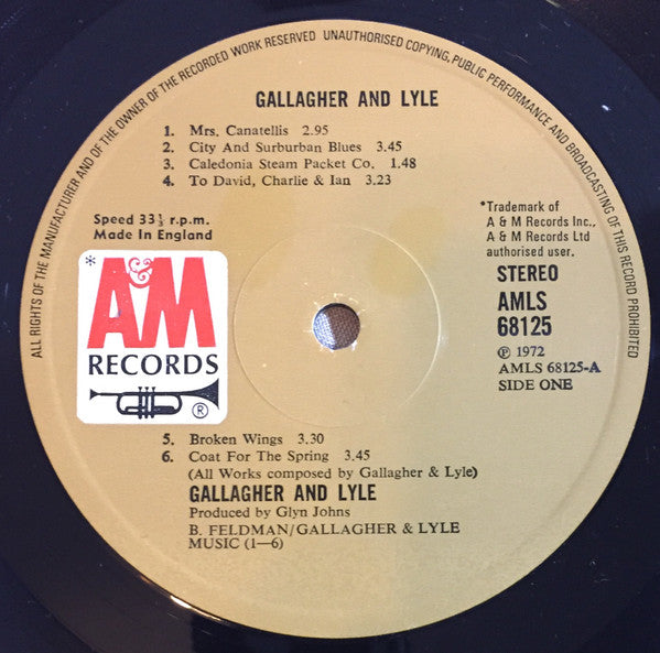 Gallagher And Lyle* : Gallagher And Lyle (LP, Album, RE)