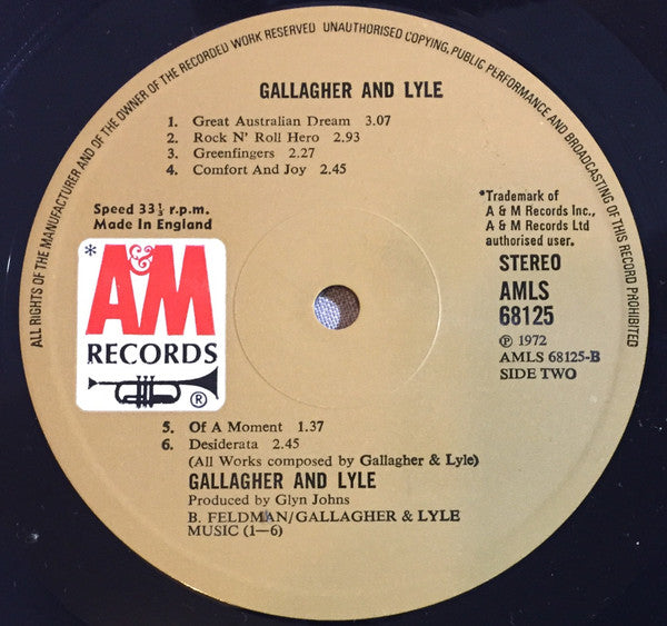 Gallagher And Lyle* : Gallagher And Lyle (LP, Album, RE)