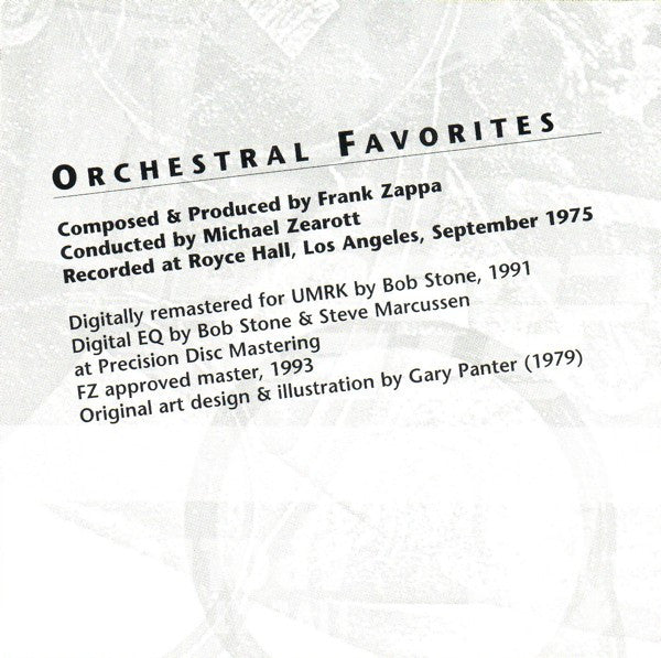Frank Zappa : Orchestral Favorites (CD, Album, RE, RM)
