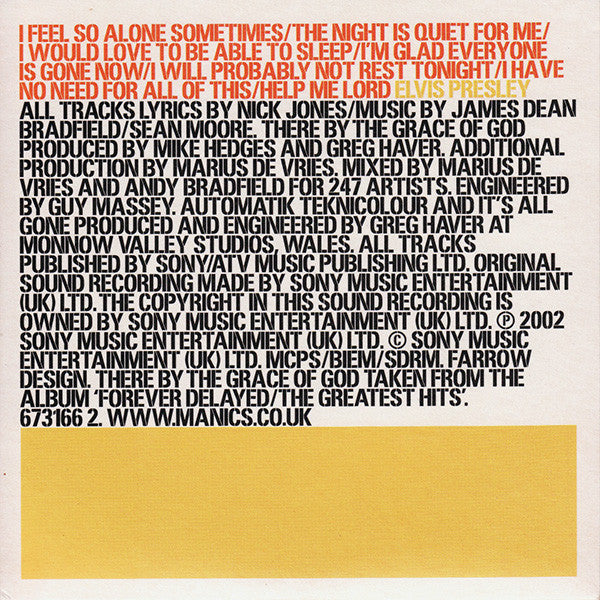 Manic Street Preachers : There By The Grace Of God (CD, Single, Enh, CD1)