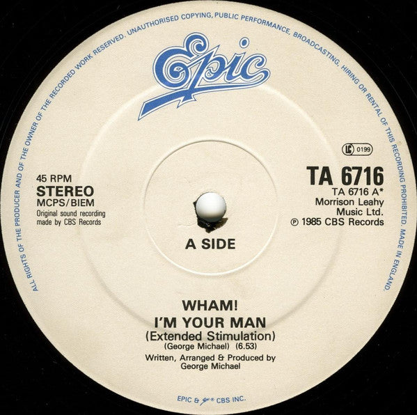 Wham! : I'm Your Man (12", Single)