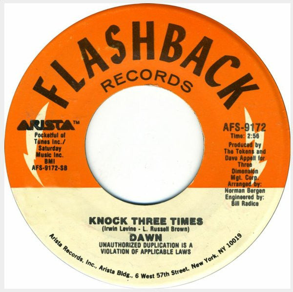 Dawn (5) : Candida / Knock Three Times (7", Single, RE)