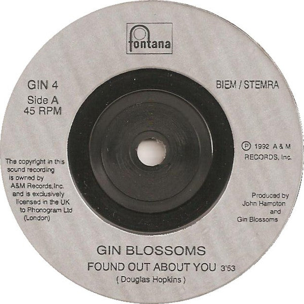 Gin Blossoms : Found Out About You (7", Ltd, Num)