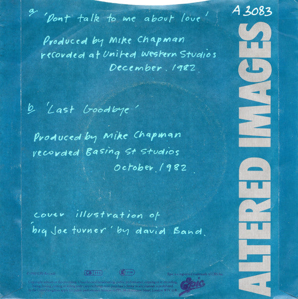 Altered Images : Don't Talk To Me About Love (7", Single, Blu)