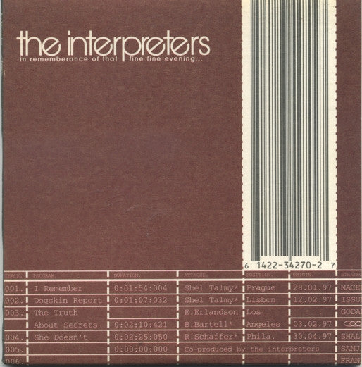 The Interpreters : In Rememberance Of That Fine Fine Evening... (CD, Promo, Car)