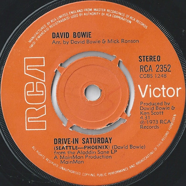 David Bowie : Drive-In Saturday (7", Single, Fou)