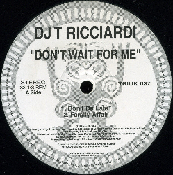 DJ Tó Ricciardi : Don't Wait For Me (12")