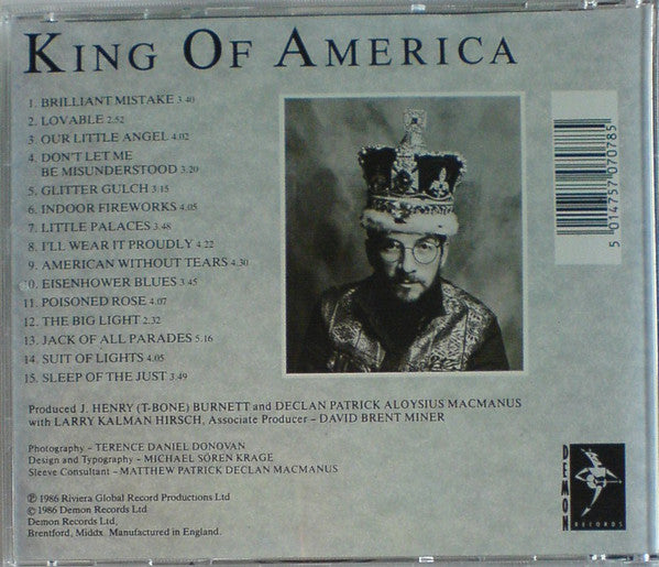 The Costello Show Featuring The Attractions And The Confederates : King Of America (CD, Album, RE)