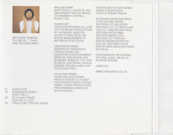 Craig David : Walking Away (CD, Single)