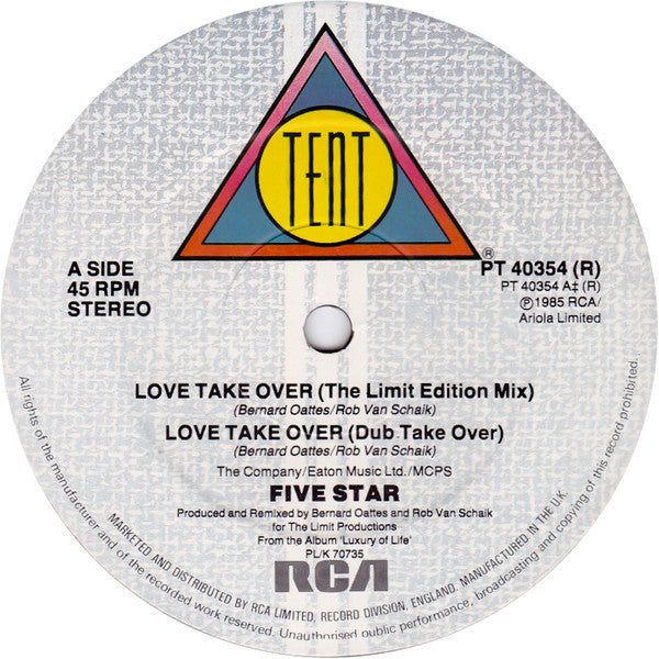 Five Star : Love Take Over (Remixes) (12")