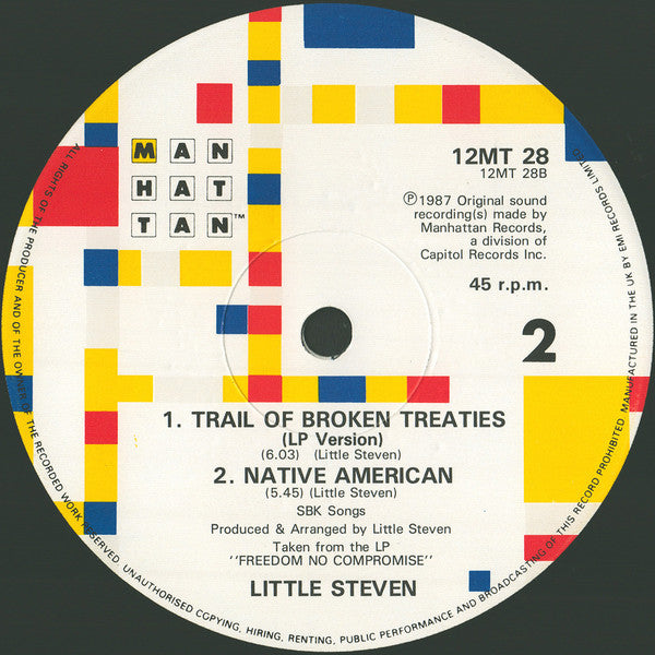 Little Steven : Trail Of Broken Treaties (12", Maxi)