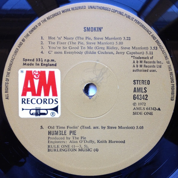 Humble Pie : Smokin' (LP, Album, Emb)