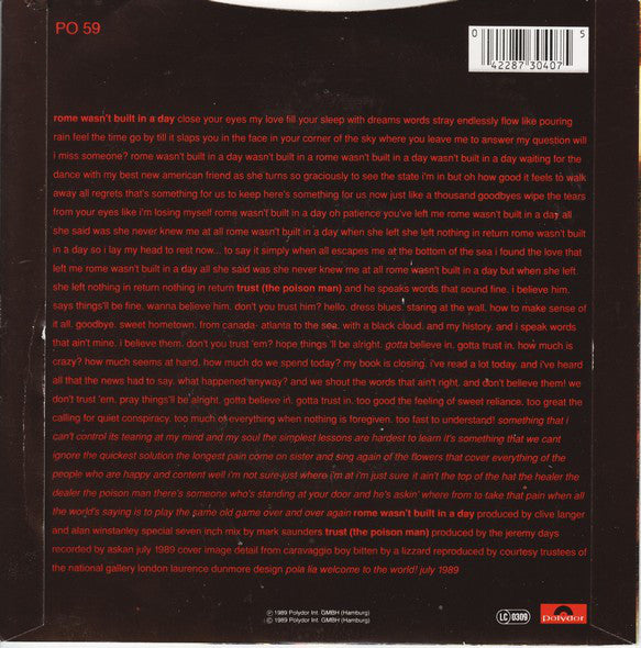 The Jeremy Days : Rome Wasn't Built In A Day (7", Single)