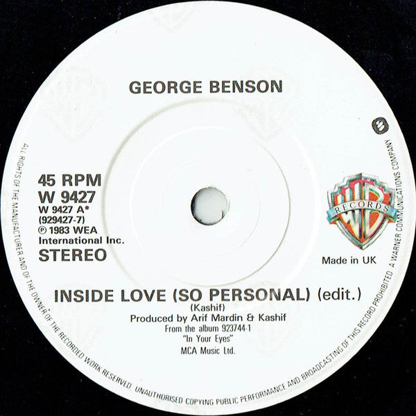 George Benson : Inside Love (So Personal) / On Broadway (Live Version) (7", Single)