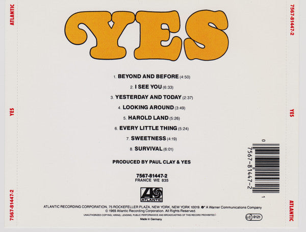 Yes : Yes (CD, Album, RE)