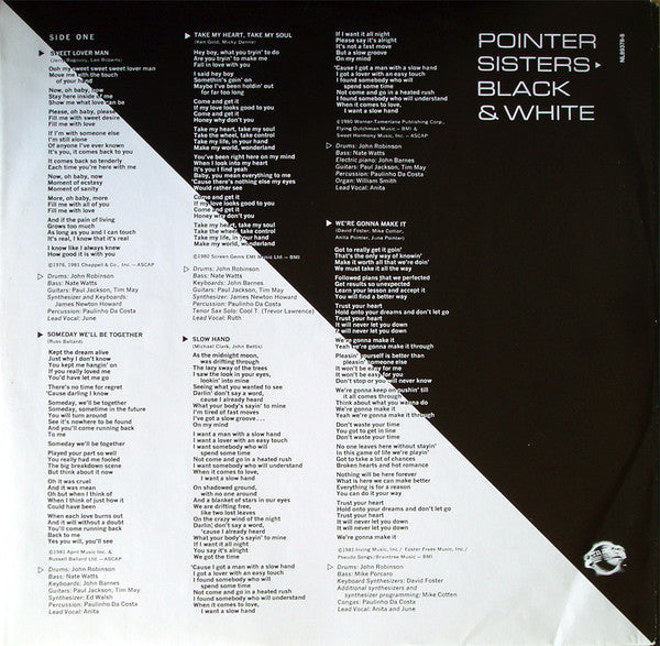 Pointer Sisters : Black & White (LP, Album, RE)