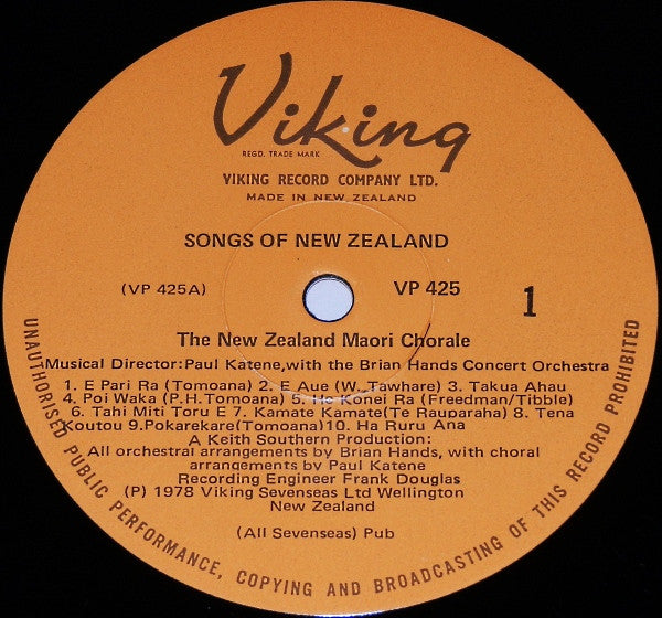 The New Zealand Maori Chorale : Songs Of New Zealand (LP)
