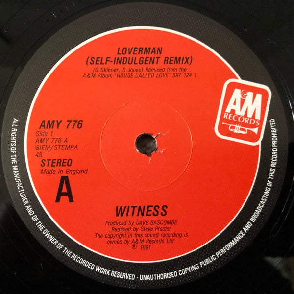 Witness (9) : Loverman (12")