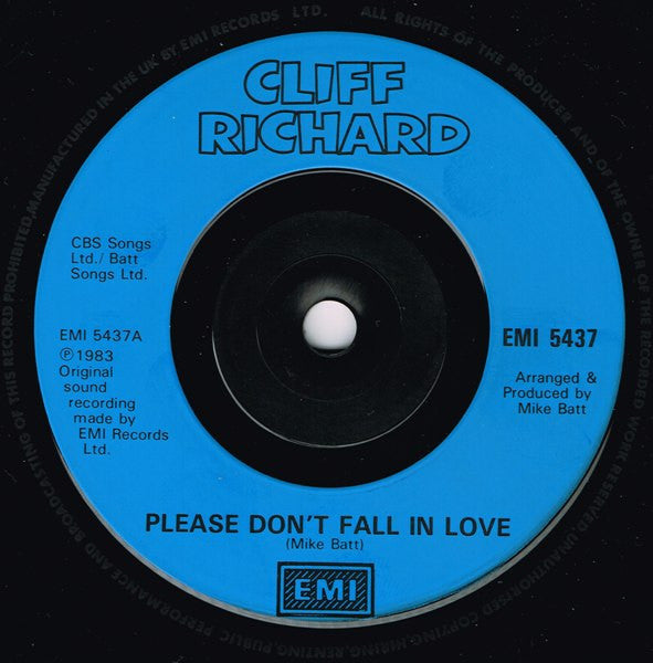 Cliff Richard : Please Don't Fall In Love (7", Single, Blu)