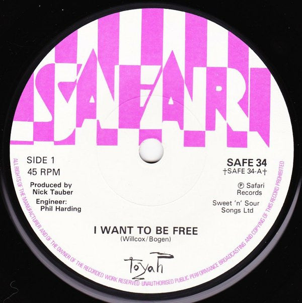 Toyah (3) : I Want To Be Free (7", Single, Sol)