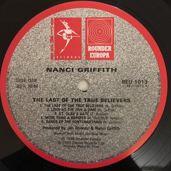Nanci Griffith : The Last Of The True Believers (LP, Album)
