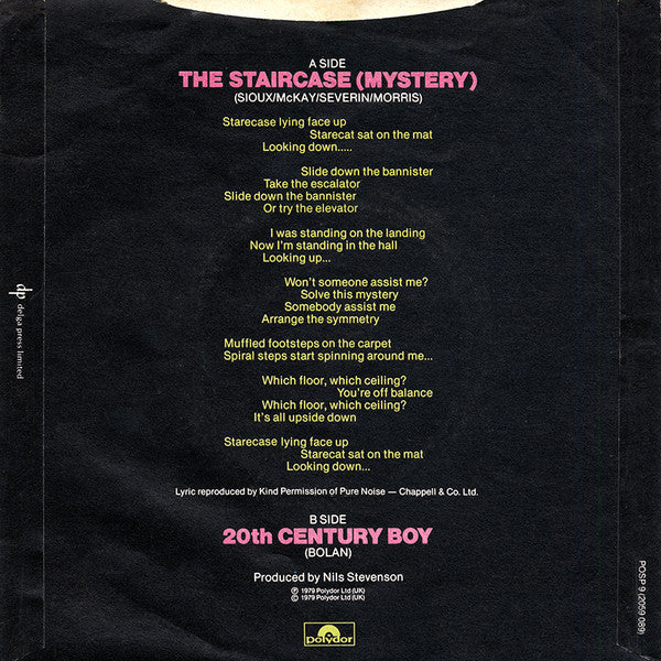 Siouxsie And The Banshees* : The Staircase (Mystery) (7", Single)