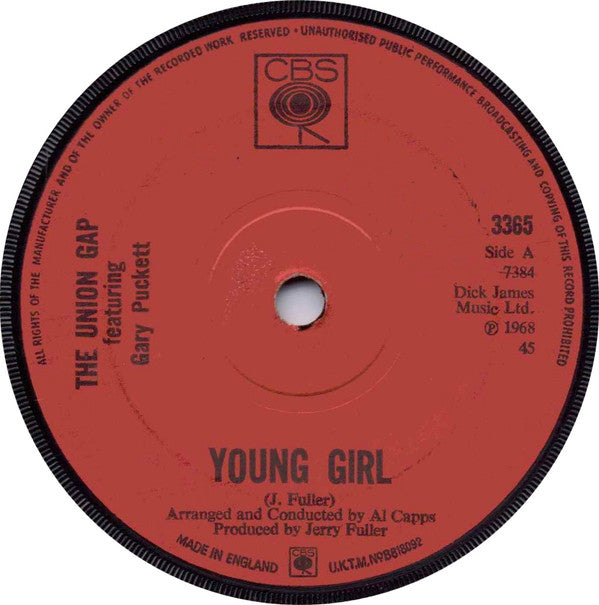 Gary Puckett & The Union Gap : Young Girl (7", Single, Sol)