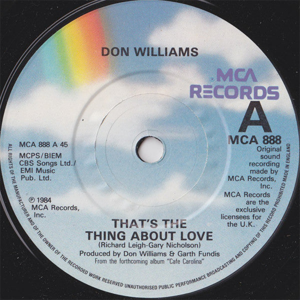 Don Williams (2) : That's The Thing About Love (7", Single)