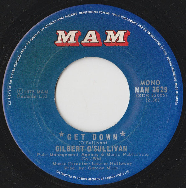 Gilbert O'Sullivan : Get Down (7", Single, Mono, Ast)