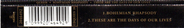 Queen : Bohemian Rhapsody / These Are The Days Of Our Lives (CD, Single)