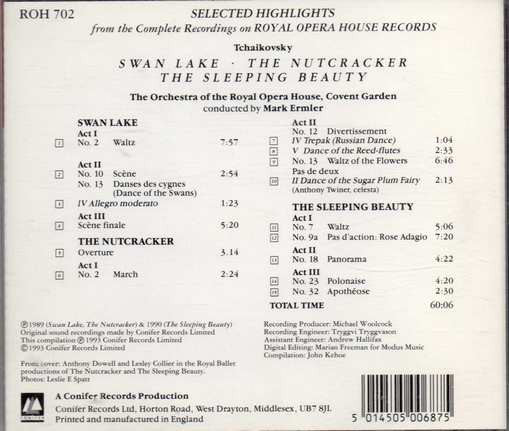 Pyotr Ilyich Tchaikovsky / Orchestra Of The Royal Opera House, Covent Garden, Mark Ermler : Ballet Highlights: Swan Lake - The Nutcracker - The Sleeping Beauty (CD, Comp)