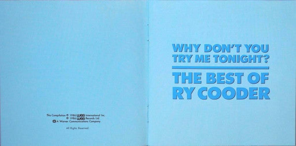 Ry Cooder : Why Don't You Try Me Tonight? – The Best Of Ry Cooder (CD, Comp, RM, RP)