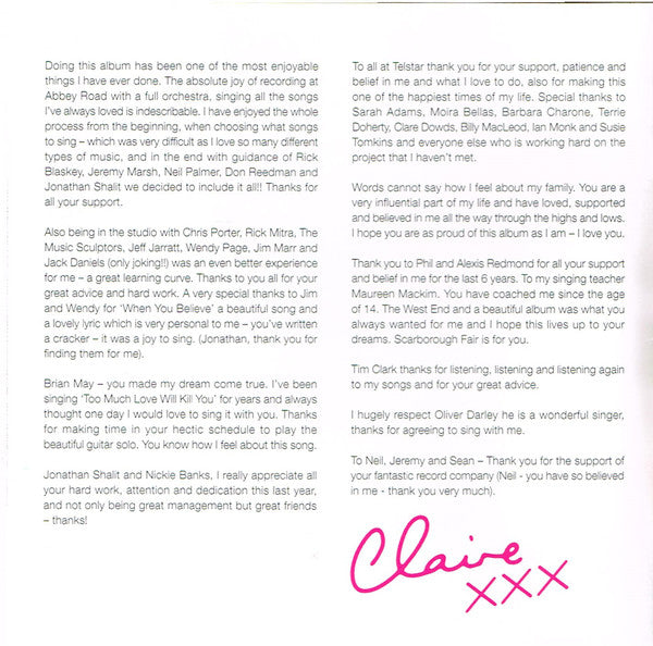 Claire Sweeney : Claire (CD, Album)