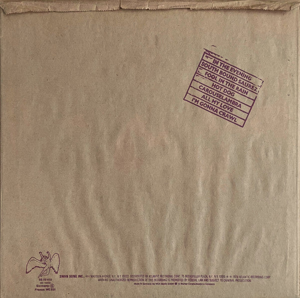 Led Zeppelin : In Through The Out Door (LP, Album, RE, "A")