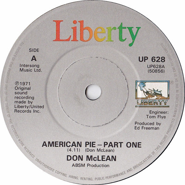 Don McLean : American Pie (7", Single, RE)