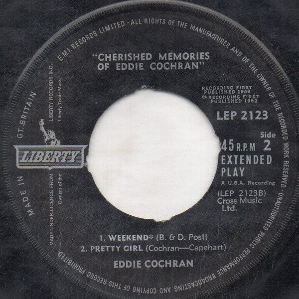 Eddie Cochran : Cherished Memories Of Eddie Cochran (7", EP, RE)