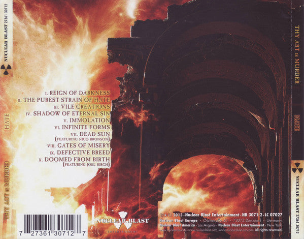 Thy Art Is Murder : Hate (CD, Album)